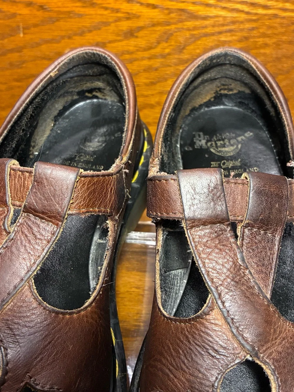 RARE VTG Dr. Martens England Made Cutout Mary Jane Shoes Brown Leather Size 7